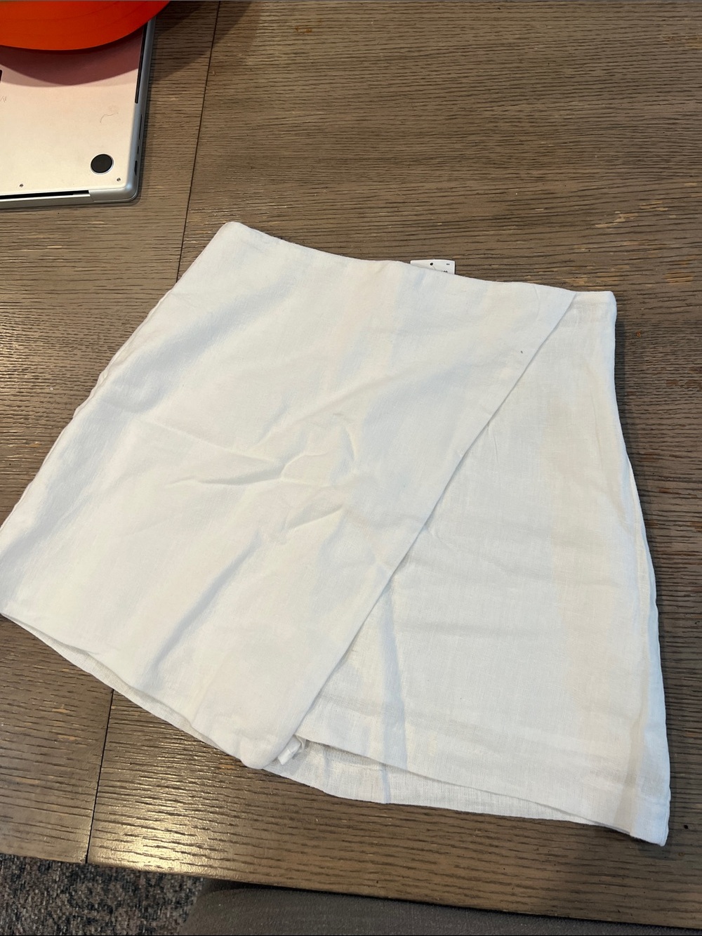 Abercrombie & Fitch White Wrap-Front Mini Skirt